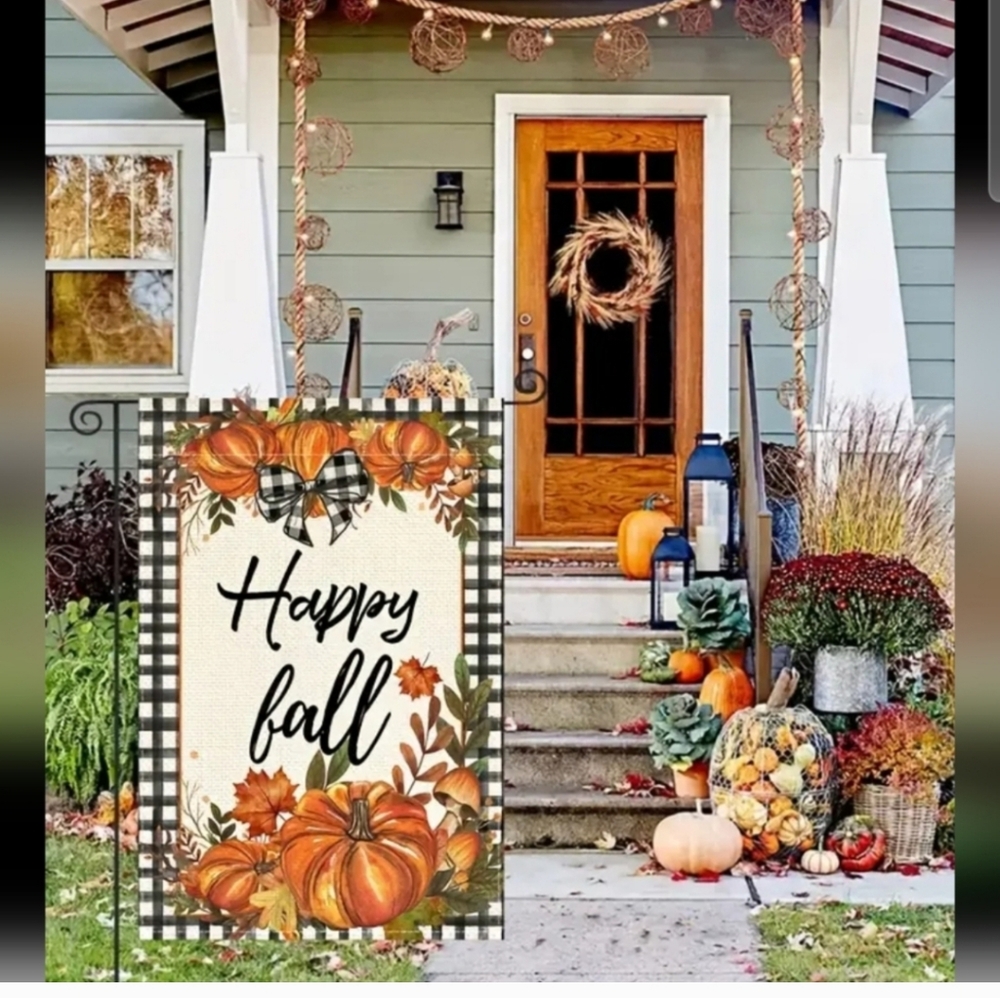Happy Fall Garden Flag with Pumpkins